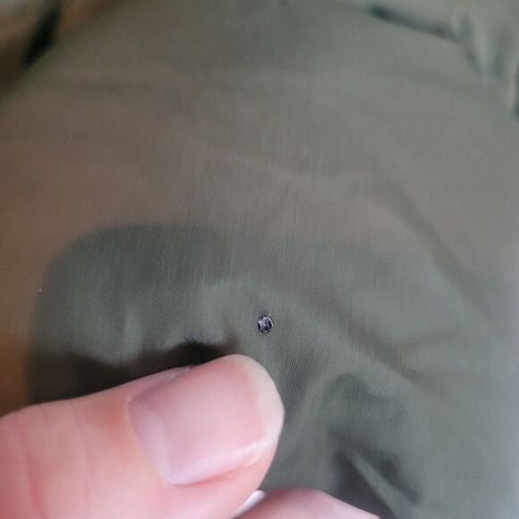 Old Navy Long Puffer Jacket Women's Size Large Green Faux Fur Trim Outdoor READ - Picture 12 of 13